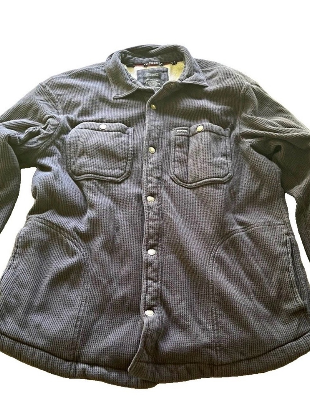 Buffalo David Bitton Men's Navy Blue Button-Up Shirt Jacket L Fleece Lined